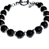 Lava stone handmade bracelet with 925 sterling silver spacer - Alkemi Designs
