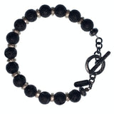 Lava stone handmade bracelet with 925 sterling silver spacer - Alkemi Designs
