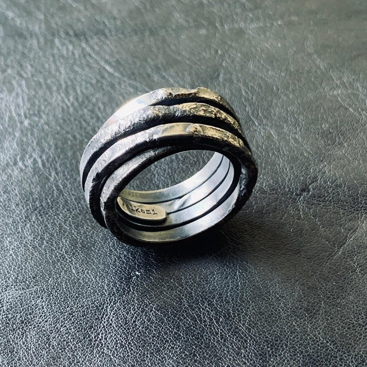 Rough Twist 15mm Silver Ring.