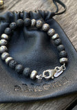 Lava Stone Bead Bracelet with Solid Sterling Silver cast beads. - Alkemi Designs