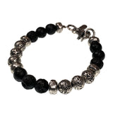 Lava Stone Bead Bracelet with Solid Sterling Silver cast beads. - Alkemi Designs