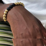 Lava Stone Bead Bracelet with Gold Plated Sterling Silver cast beads. - Alkemi Designs
