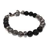 Lava Stone Bead Bracelet with Solid Sterling Silver cast beads. - Alkemi Designs